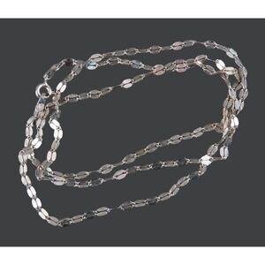 LIRM Sterling Silver Chain Necklace DAPPED FLAT LINKS Oval Flattened Sparkle 22"